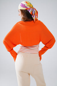 casaco bolero de malha fina cor de laranja