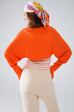 casaco bolero de malha fina cor de laranja