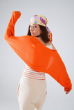 Q2 casaco bolero de malha fina cor de laranja