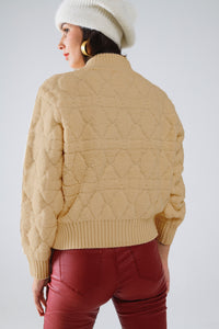 Casaco bomber de malha macia e volumosa em cor camel