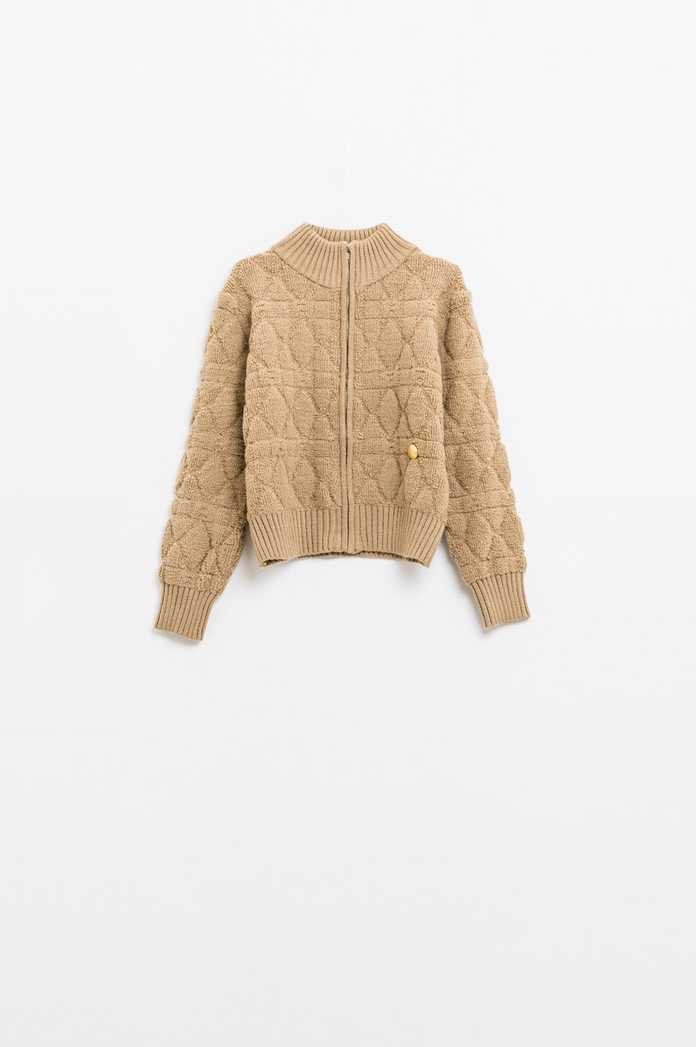 Casaco bomber de malha macia e volumosa em cor camel
