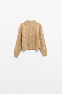 Casaco bomber de malha macia e volumosa em cor camel