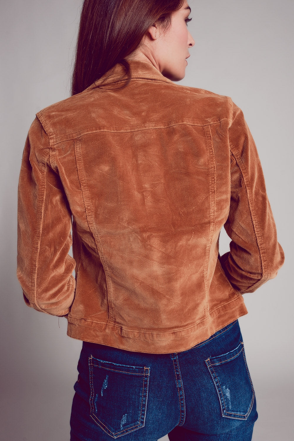 Casaco de bombazina em camel