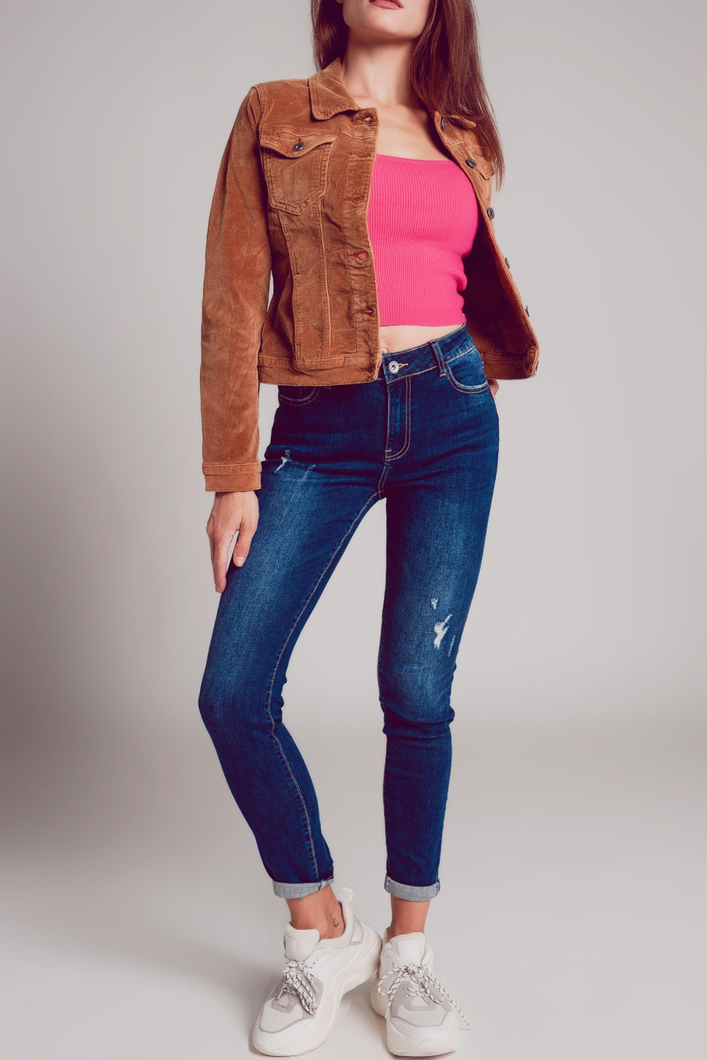 Casaco de bombazina em camel