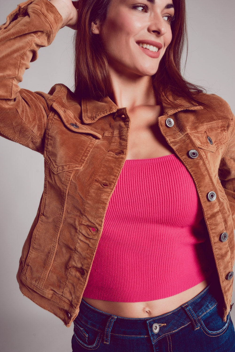 Casaco de bombazina em camel