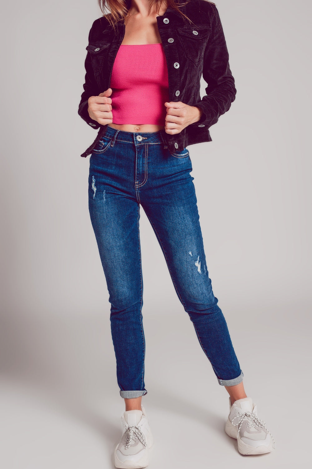 Casaco de bombazina em preto