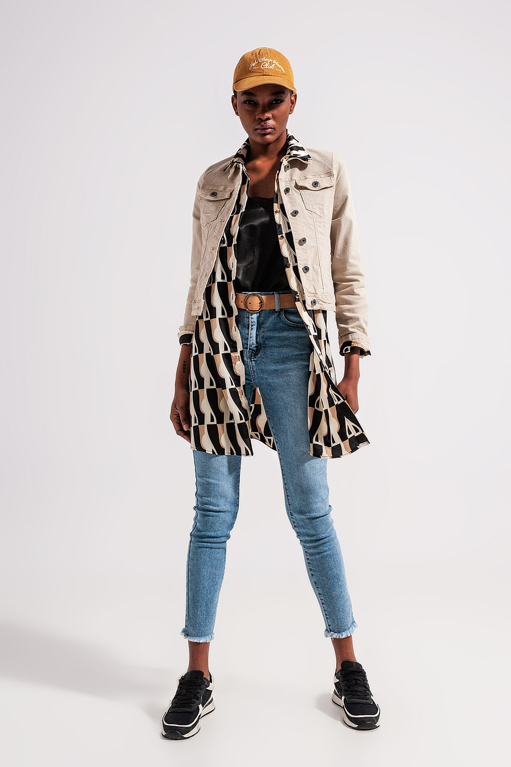 Casaco de ganga bege justo