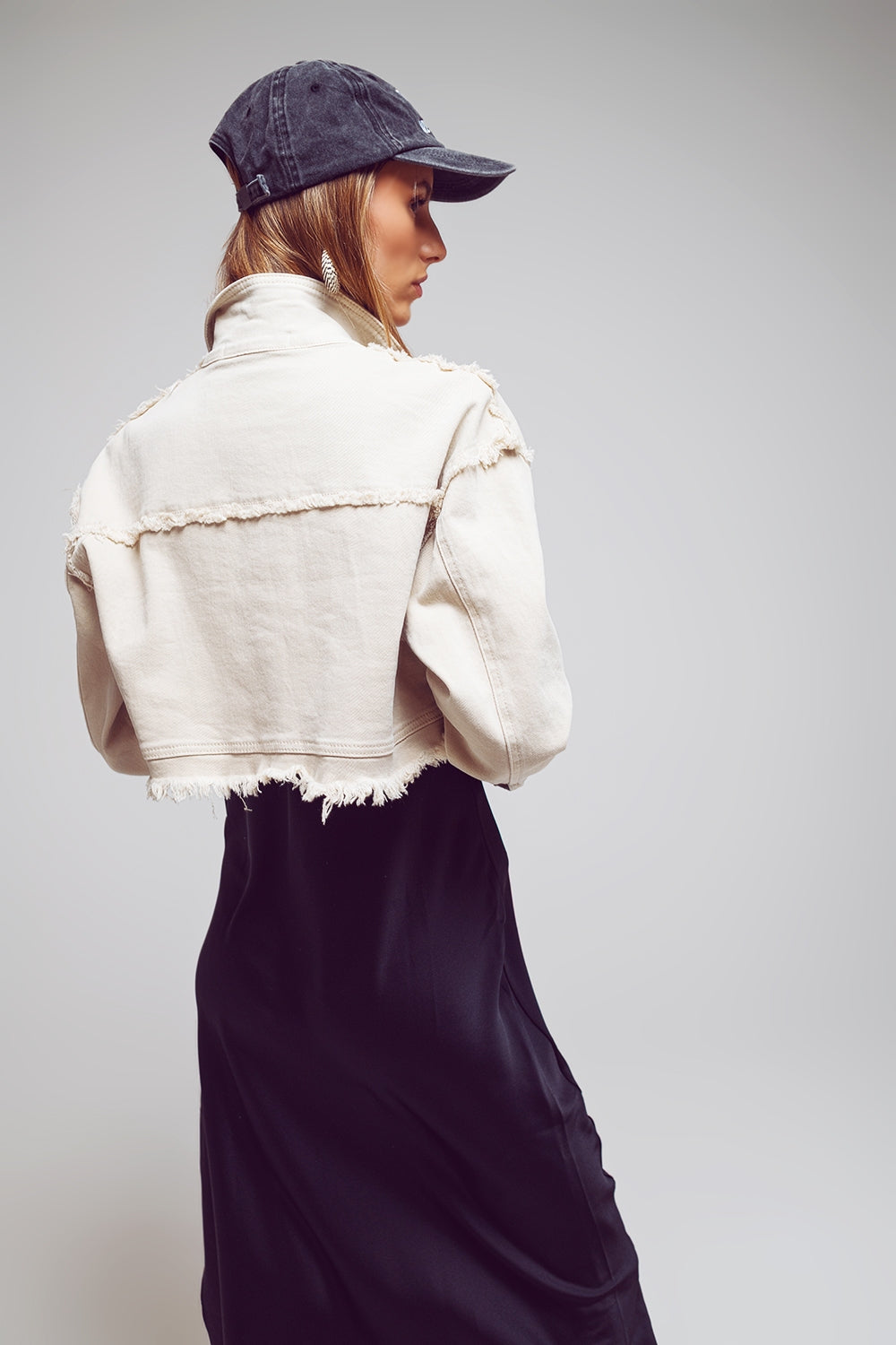 Casaco de ganga curto em bege