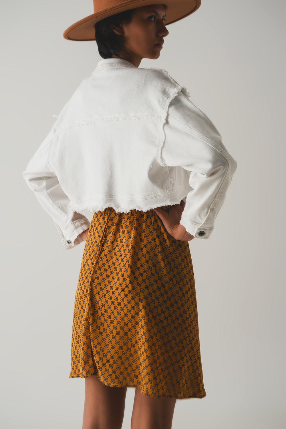 Casaco de ganga curto em branco