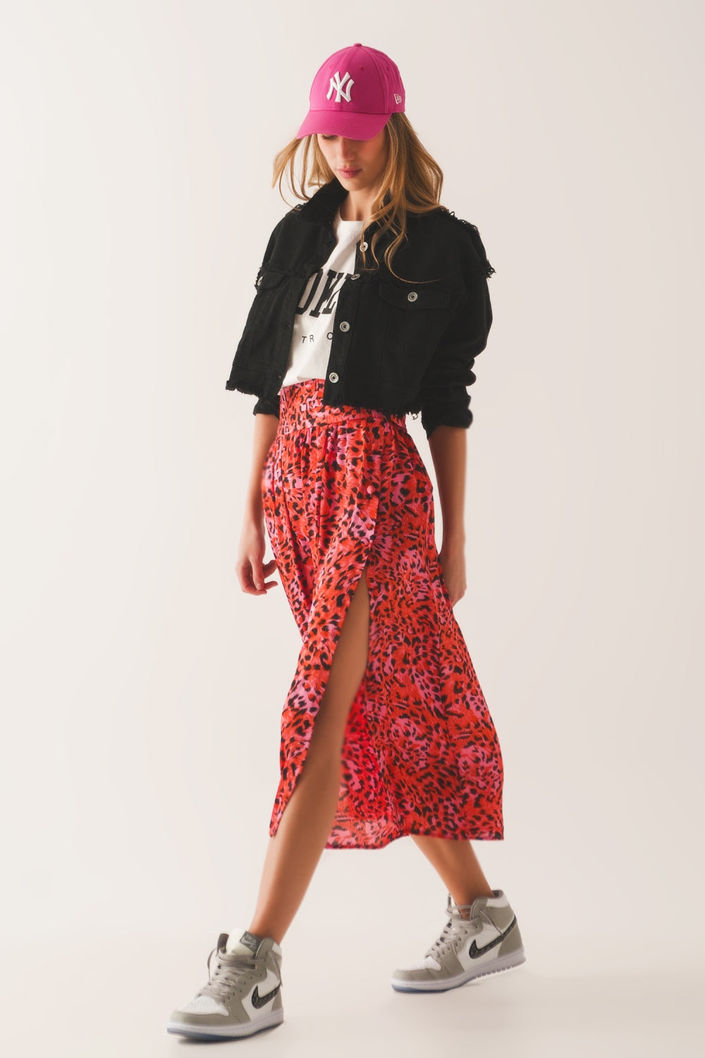 Casaco de ganga curto em preto