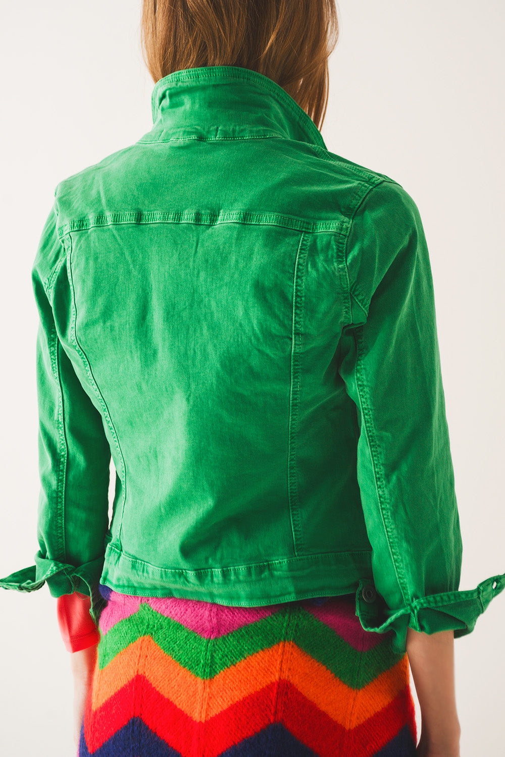 Casaco de ganga slim em verde
