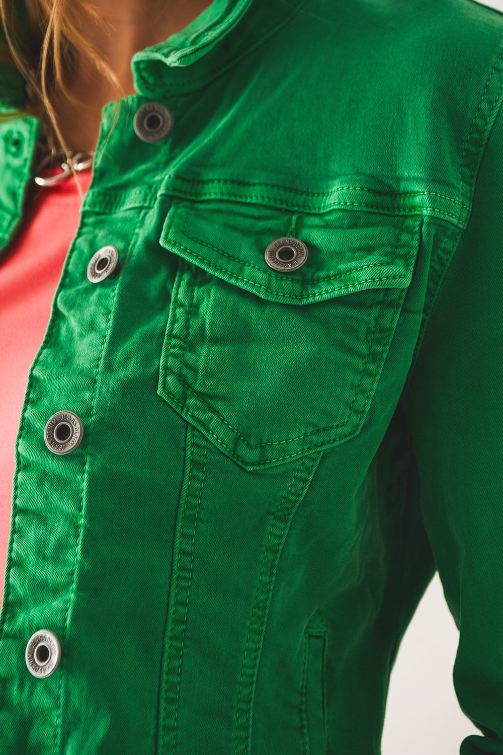 Casaco de ganga slim em verde