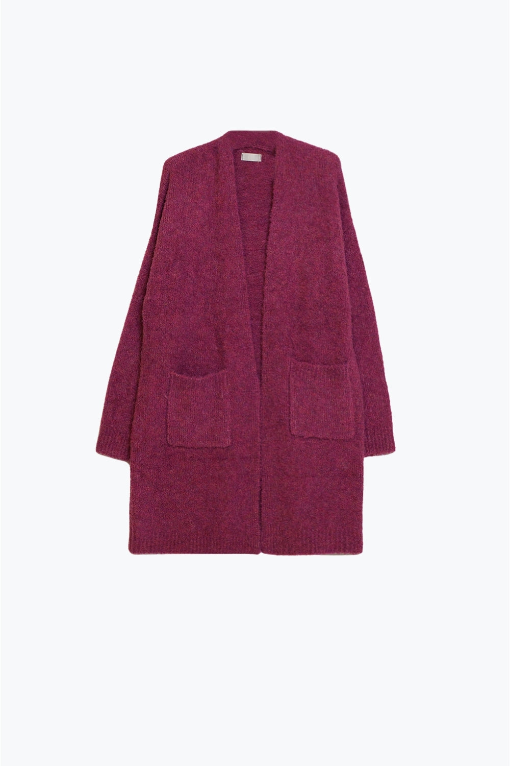 Q2 Casaco de malha felpuda de tamanho grande em fucsia