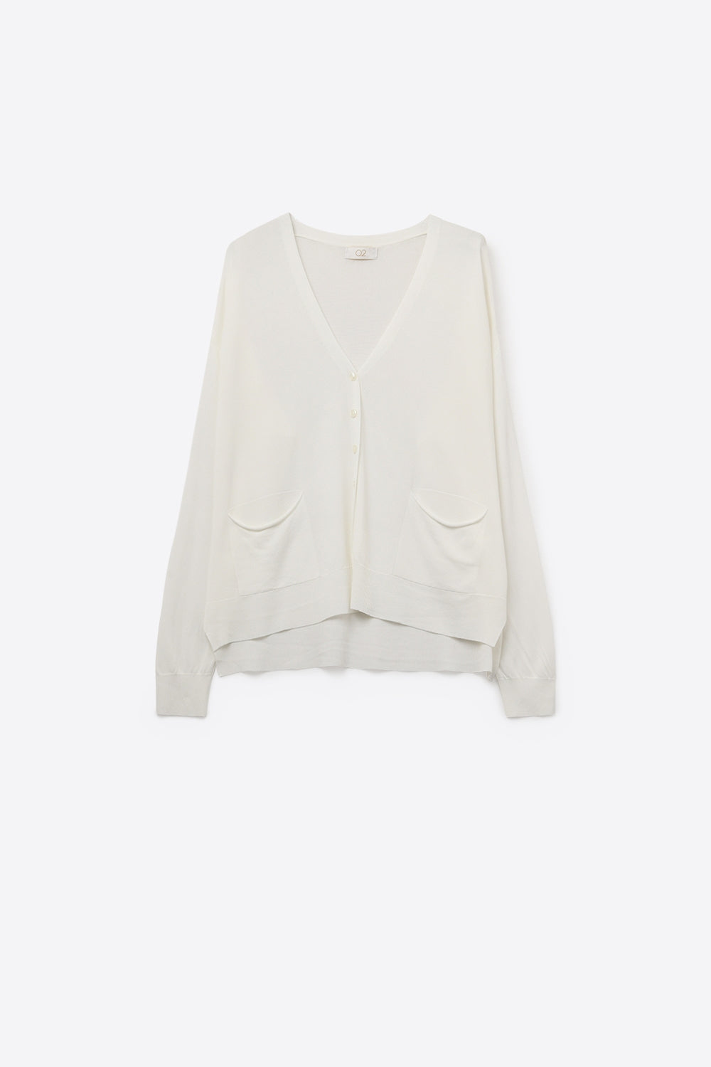 Q2 Casaco de malha fina com bolsos à frente em branco