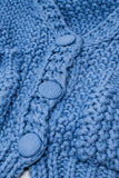 Casaco de malha volumoso azul-claro de grandes dimensões com bolsos