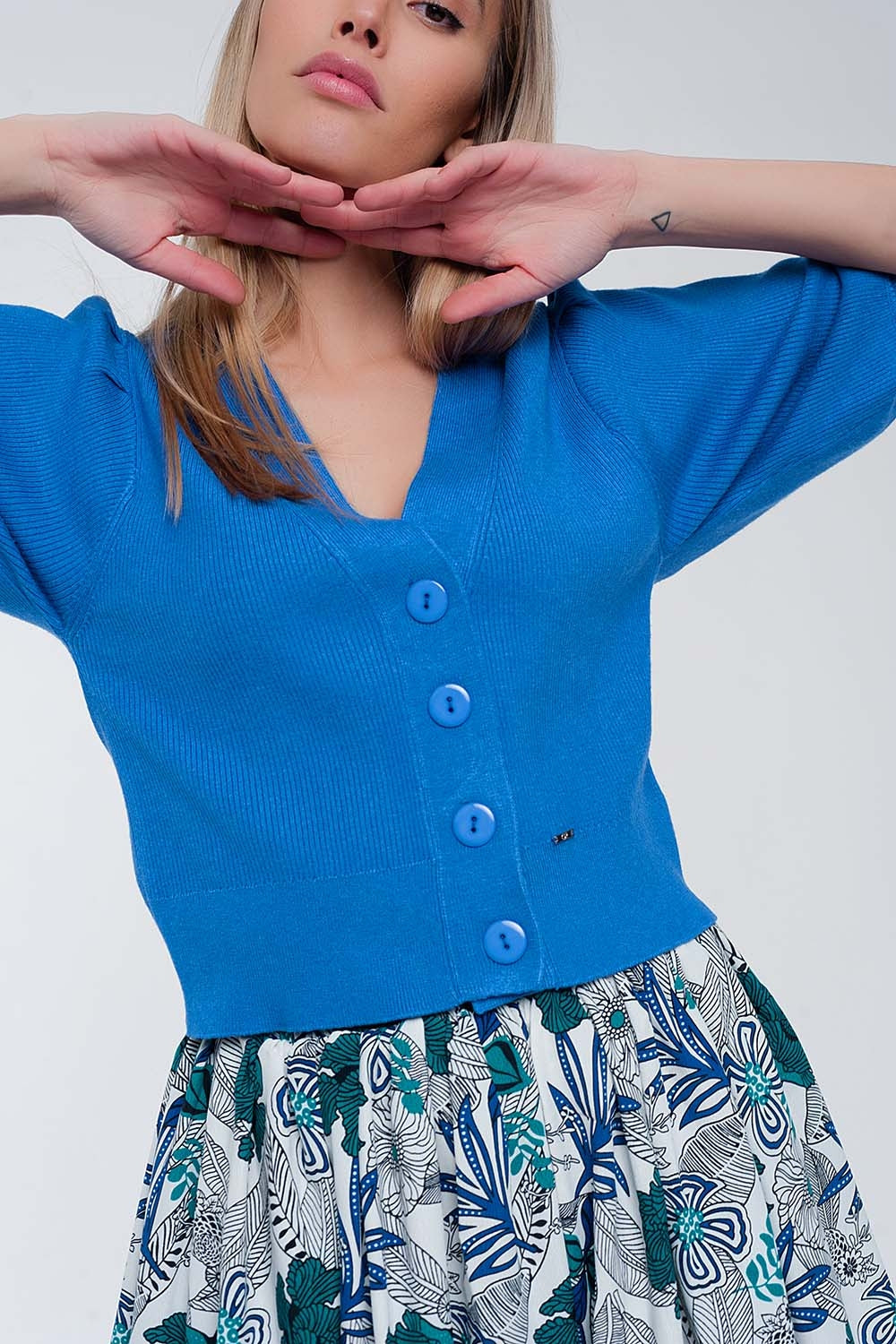 Casaco de manga de volume em azul