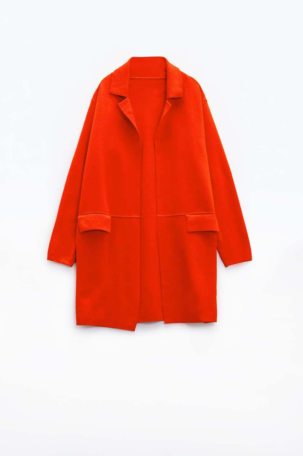 Q2 Casaco maxi com gola oversized em laranja