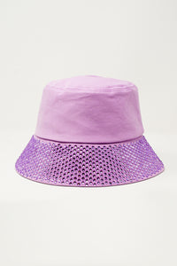Q2 Chapéu de balde com strass em lilas