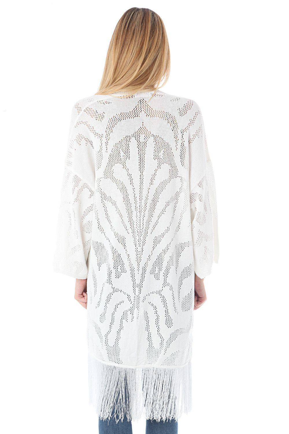 Casaco comprido em croché