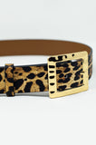 Cinto de leopardo de largura média com fivela dourada