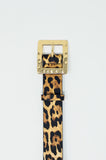 Cinto de leopardo de largura média com fivela dourada