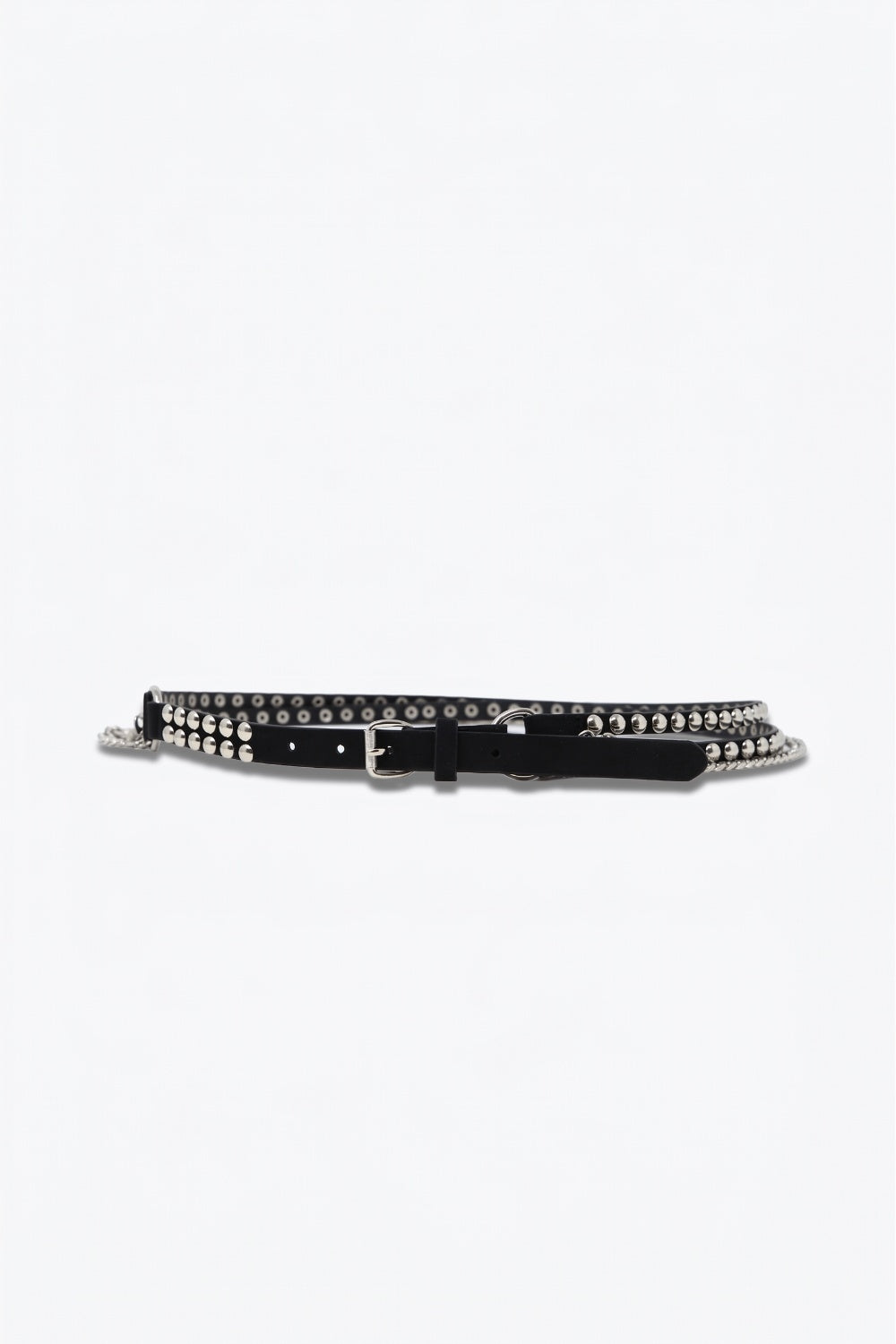 Q2 Cinto Preto com Tachas e Correntes Pendentes