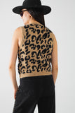 colete de malha com estampado de leopardo