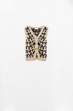 colete de malha com estampado de leopardo