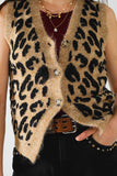 colete de malha com estampado de leopardo