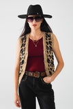 colete de malha com estampado de leopardo