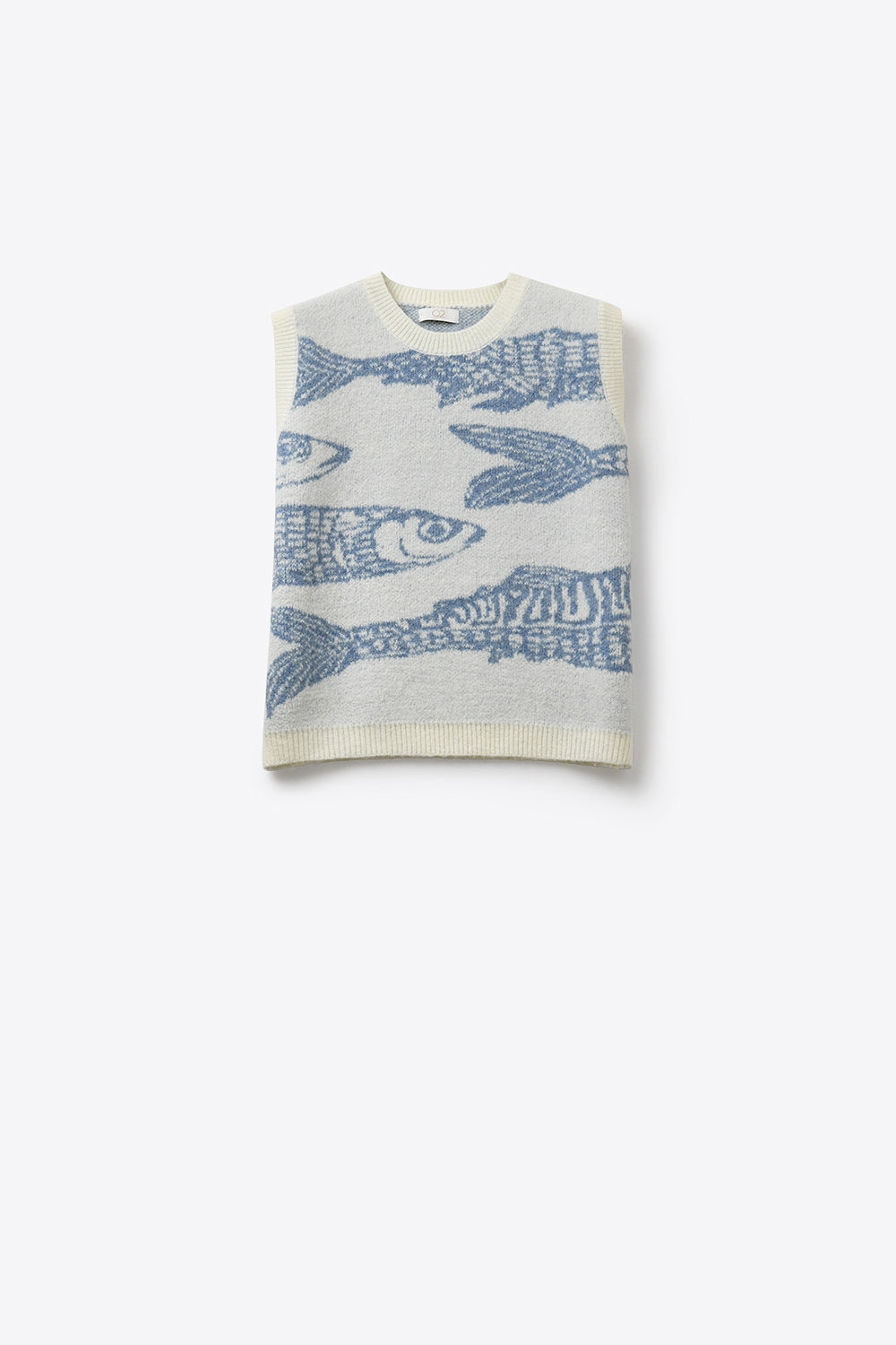 Colete de malha com padrão de peixe cinzento claro e azul cinzento claro