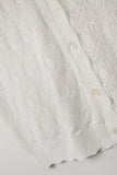 Colete Tricotado Pointelle com Bordas Onduladas em Branco