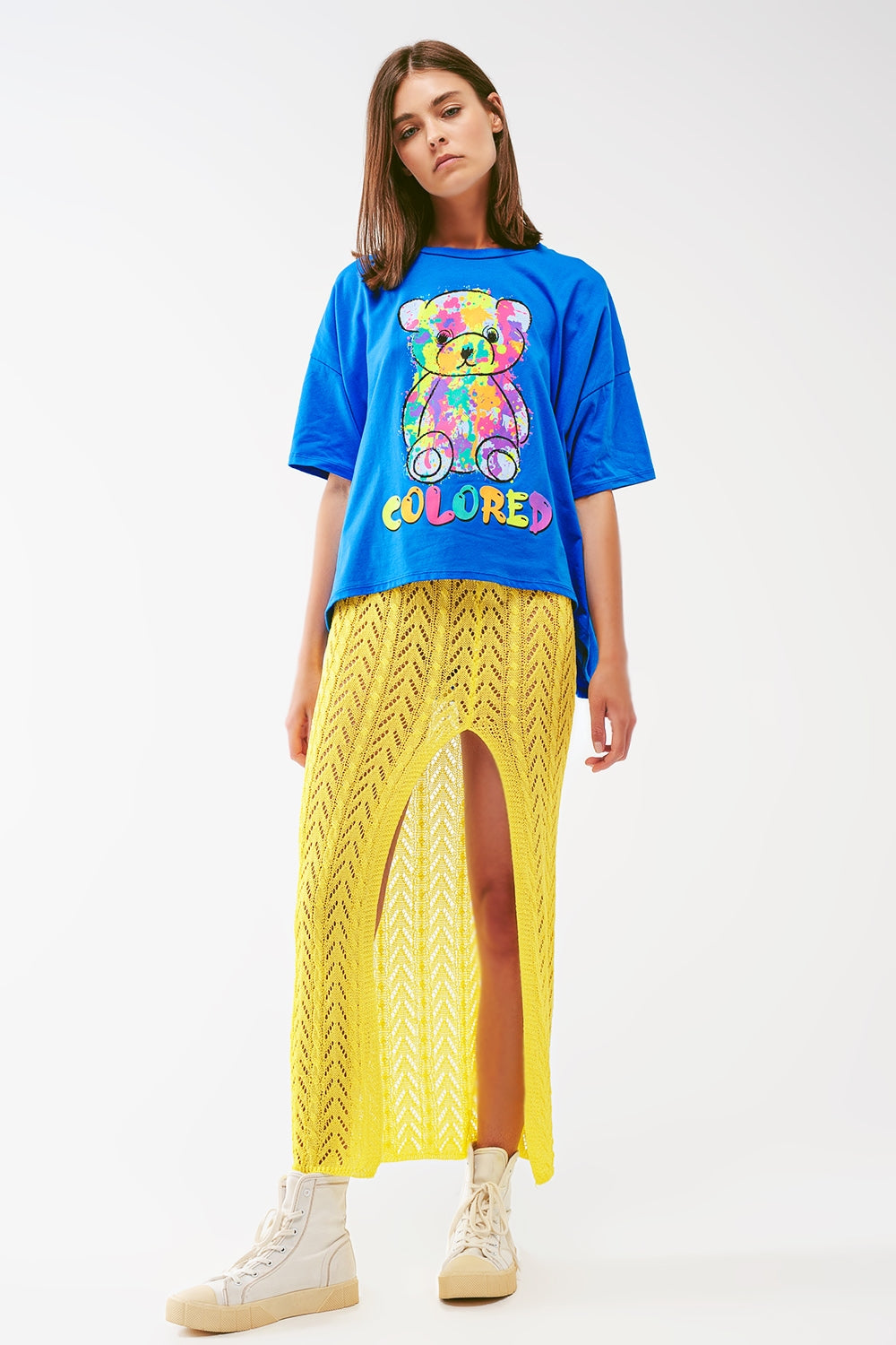 Crochet Maxi Saia em Amarelo