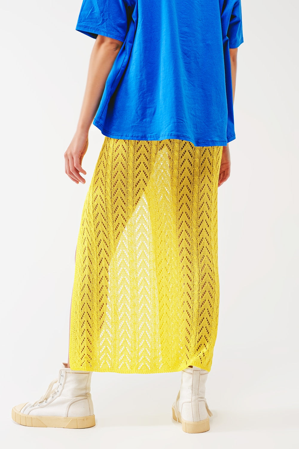 Crochet Maxi Saia em Amarelo