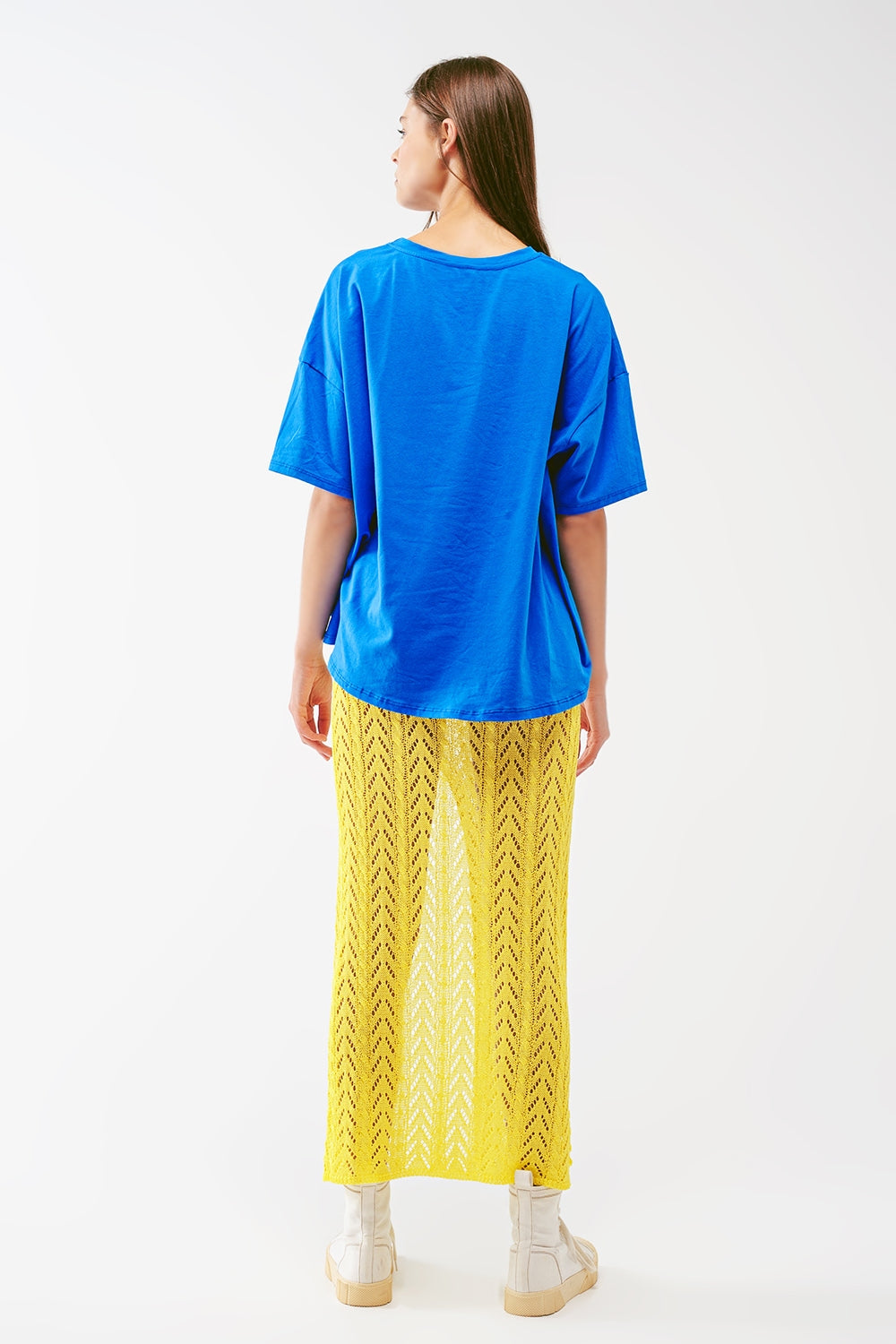 Crochet Maxi Saia em Amarelo
