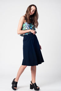 Culottes marinho com botões de prata
