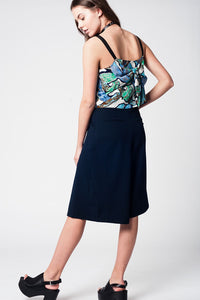 Culottes marinho com botões de prata
