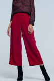 Culottes vermelha Perna larga com detalhe de cintura