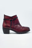 Q2 Dark brown blocked mid heeled ankle boots with round toe