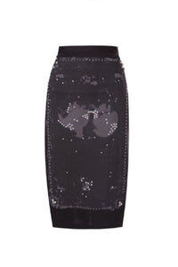 estampado Saia bodycon elegante em preto