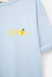 Feita na Itália camiseta azul com estampa de limão