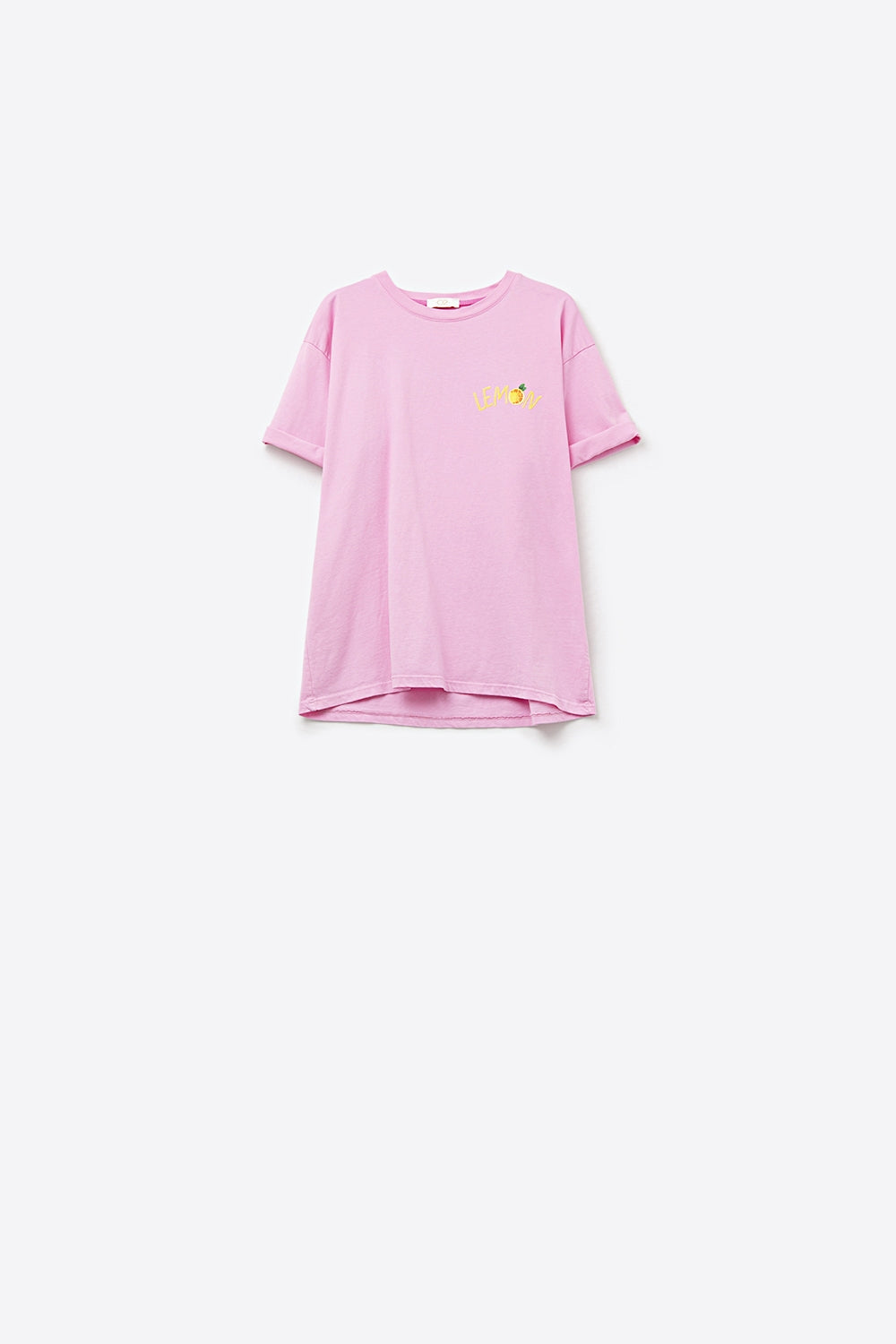 Feita na Itália camiseta rosa com estampa de limão