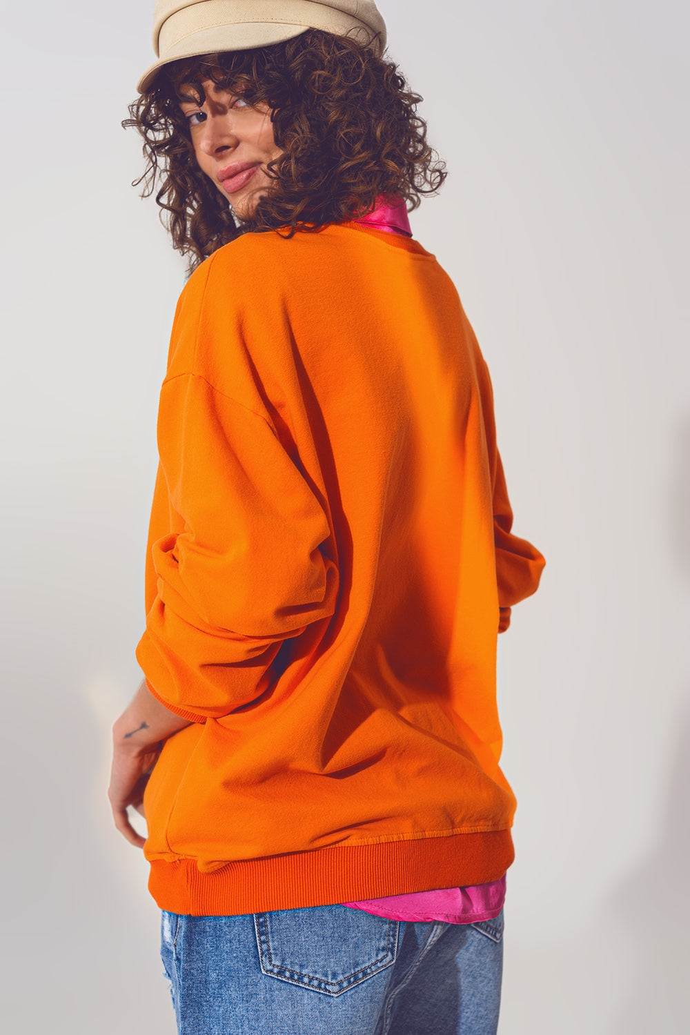 GRL PWR Camisola de Texto em Laranja