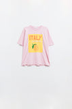 Q2 Itália La Dolce Vita T-shirt rosa bebé com estampado gráfico