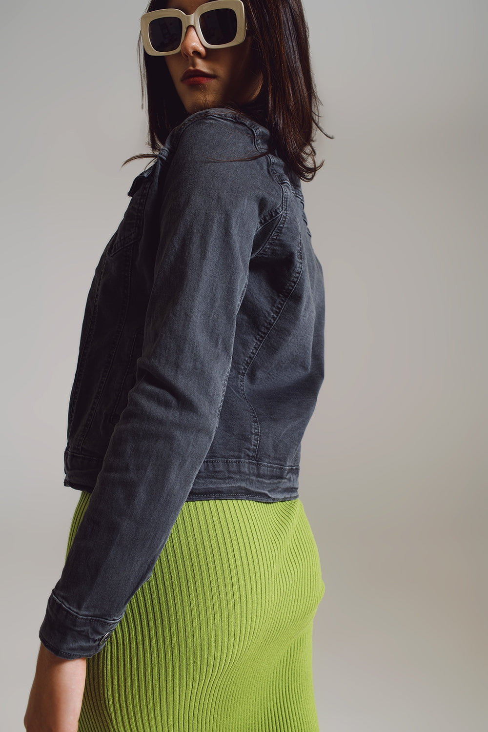 Jaqueta denim Tailored em cinza pedra