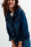 Jaqueta jeans azul escura curta
