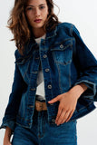 Q2 Jaqueta jeans azul escura curta