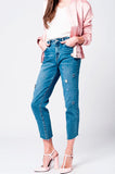 Q2 Jean mom com bordado estrelas