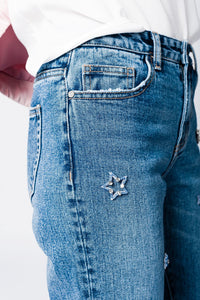 Jean mom com bordado estrelas