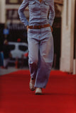 Jeans Boyfriend Stretchy Barrel em lavagem clara